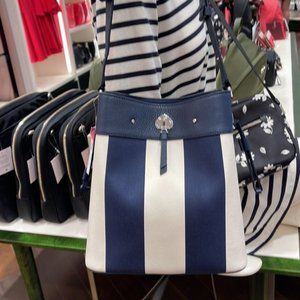 Kate Spade Marti Large Bucket Bag Even Stripe Blazer Blue